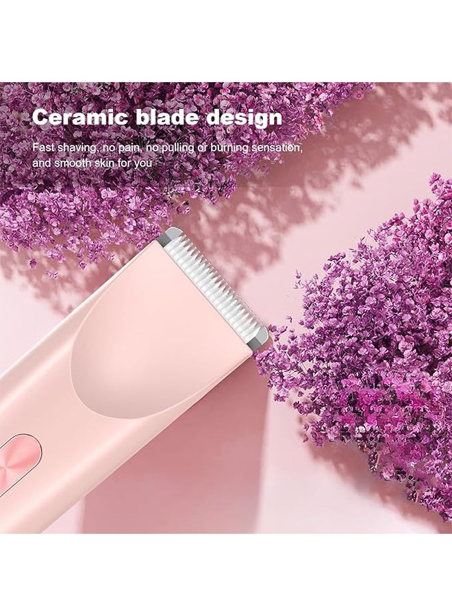 HAVEN 2-in-1 Trimmer & Facial Hair Remover for Women, Double Head Dual Purpose, Wet & Dry Use, Rechargeable Lady Shaver for Face, Upper Lip, Bikini Area & Body - Pink - Image 3